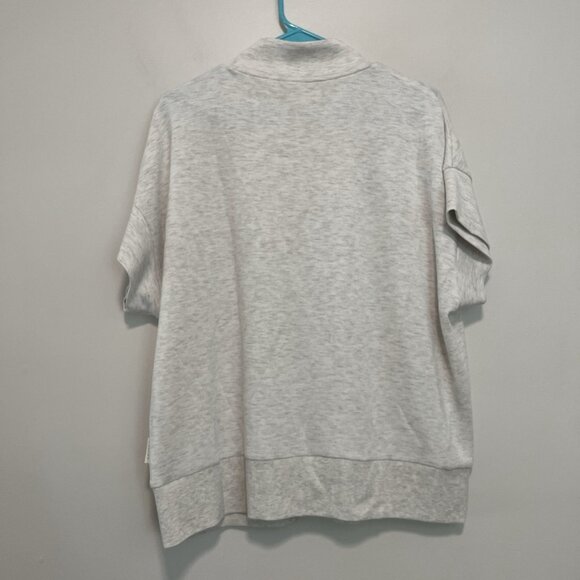 Varley Ritchie Short Sleeve Doublesoft Sweat Sweatshirt in Light Gray Size Large - Picture 6 of 8